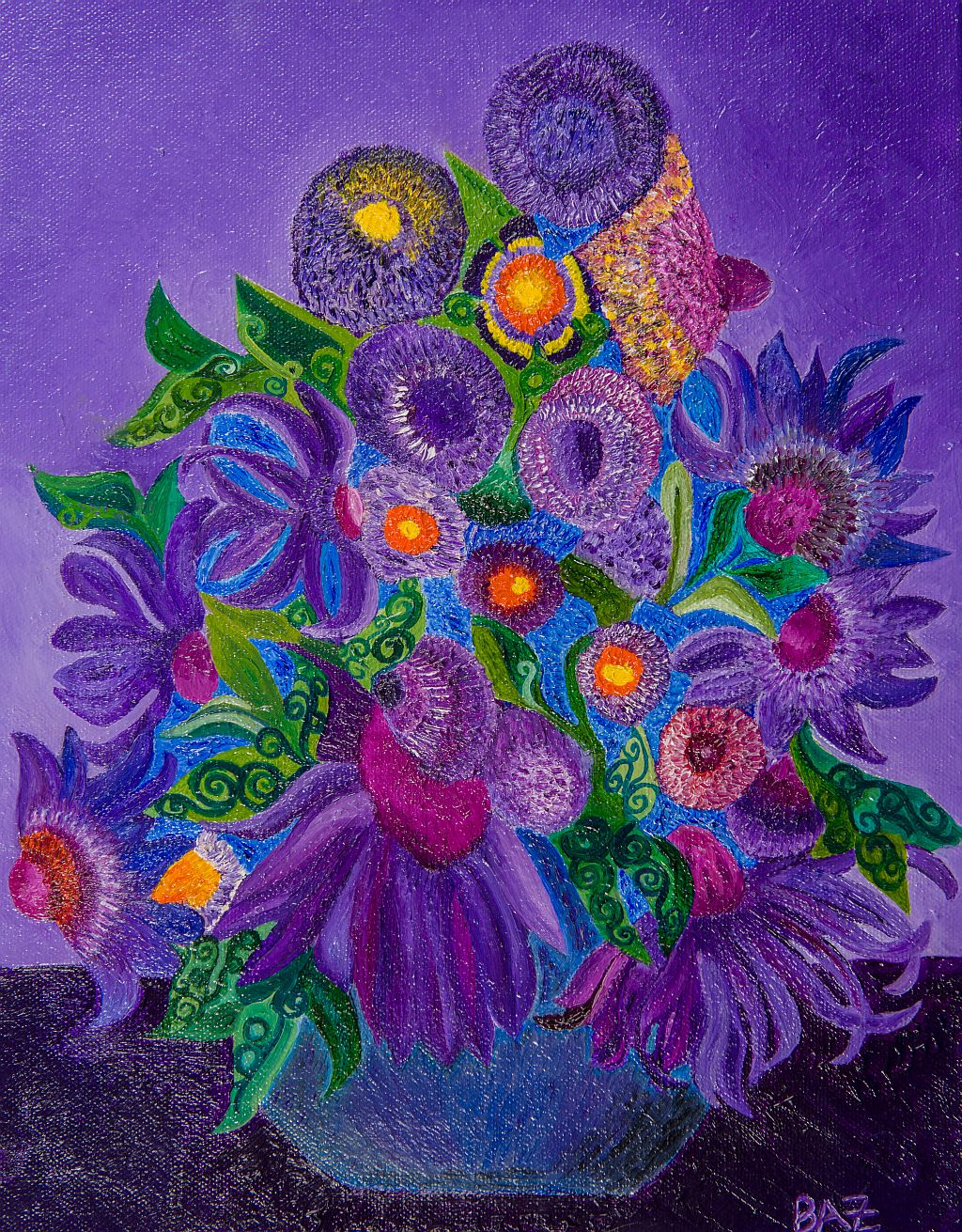 Purple Flowers Vase